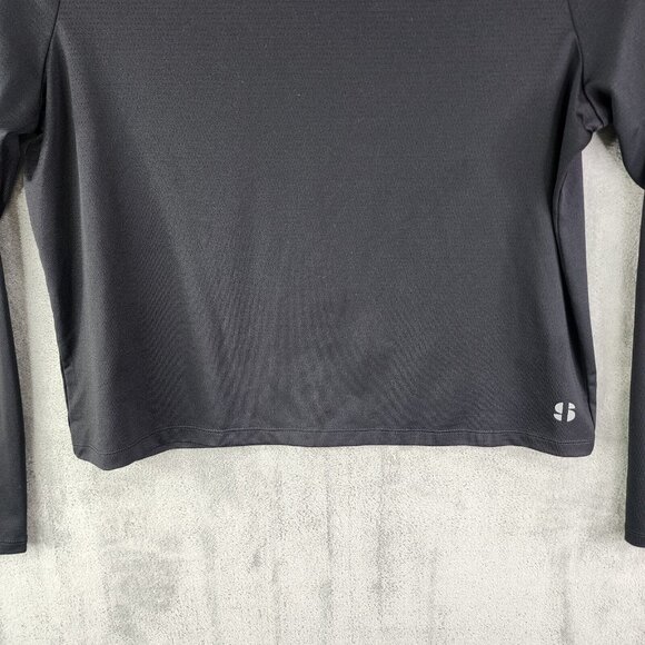 Womens Black Sports Illustrated Open Back Tee Top Shirt Long Sleeve Size XL - Picture 4 of 15